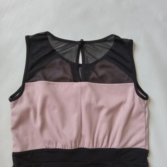 Enfocus Studio Black & Pink Mesh Fit & Flare Above Knee Length Dress Women's 10 - Picture 7 of 13